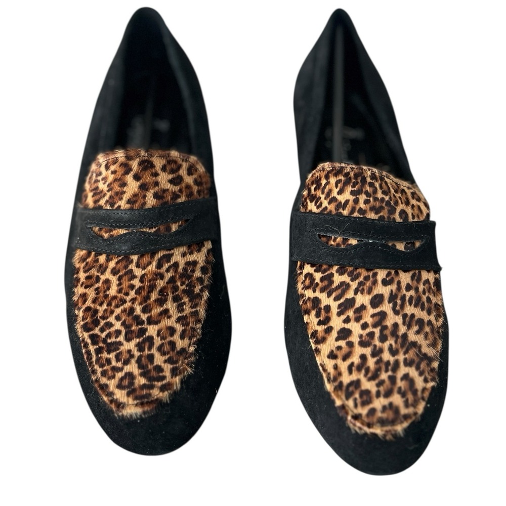 Vtg Y2K Bijou‎ Suede Leopard Penny Loafers Shoes 8.5 Mob Wife Indie Maximalist